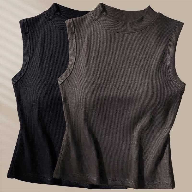 Slim Fit Ribbed Camisole Top for Women Spring Summer 2026 New Style, Round Neck, Layering or Outerwear, Cool and Trendy