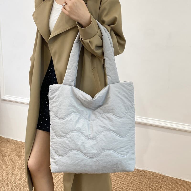 New style bag women's fashion tote bag commuter down cotton-filled bag autumn and winter large capacity armpit bag versatile shoulder bag