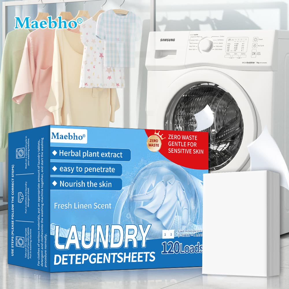 Cross-Border Laundry Sheets Laundry Bubble Paper High Active Ingredients Strong Stain Removal Color-Fast Protection Fresh & Clean Easy Rinse Export