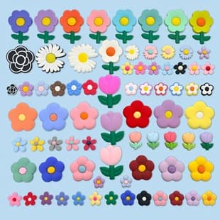 PVC Soft Rubber Colorful Cartoon Flowers DIY Phone Case Accessories Bag Clothes Shoes Patch Jewelry Collection