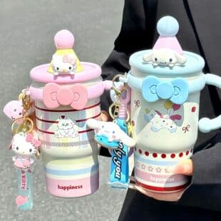 Kitty Cat Cute Thermal Cup for Women, High-Fashion with Straw Water Cup, Student Ins New Office Coffee Cup