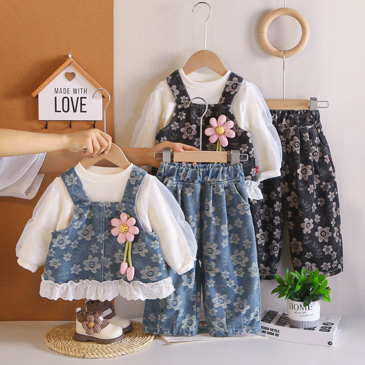 Girls Korean Style Princess Strap Dress 3-Piece Set Fall 2026 New Toddler Fashion
