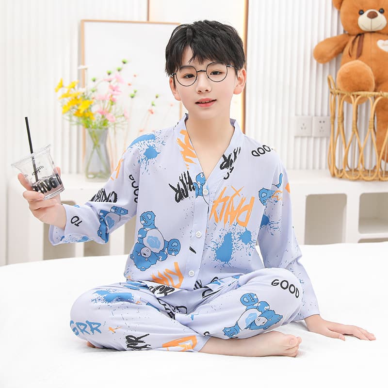 Summer Children's Pajamas Thin Cotton Silk Boys Girls Kids Toddler Sleepwear Home Wear
