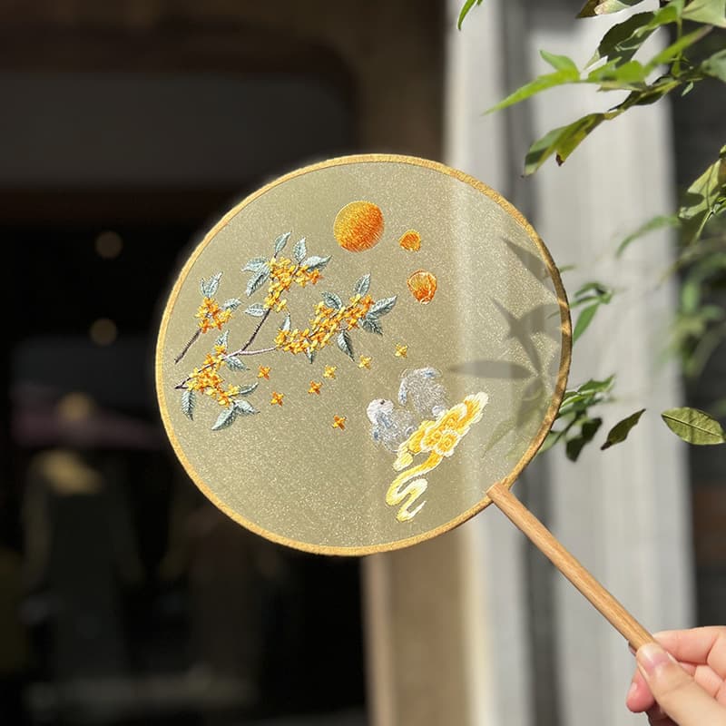 Ancient Style Round Fan, Chinese Style Women's Fan, Embroidery Round Fan, Embroidered Round Fan, Suzhou Double-Sided Embroidery Fan, Hanfu Children's Round Fan