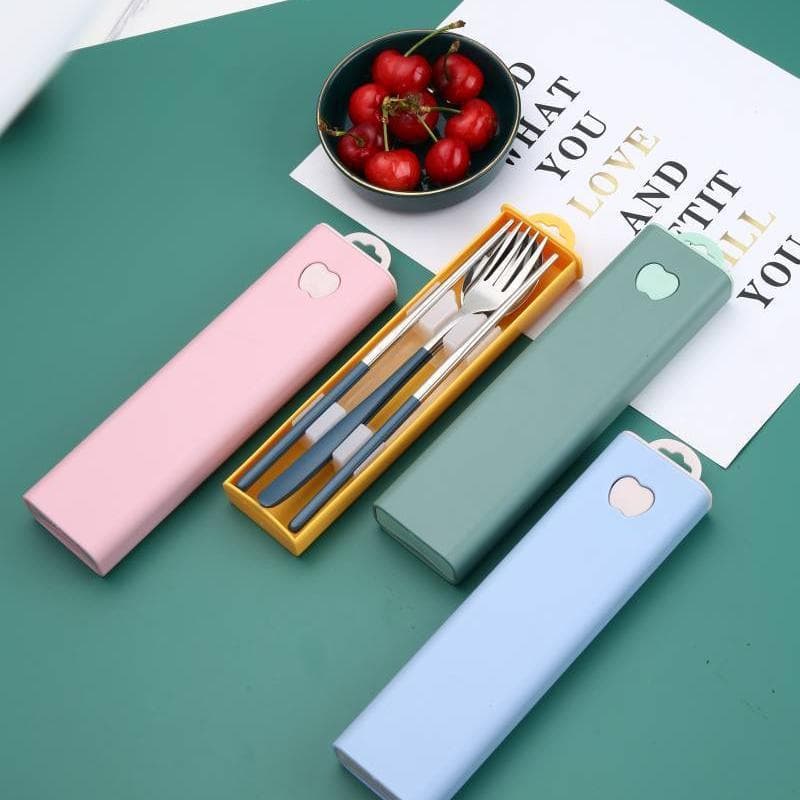 Portable 304 Stainless Steel Utensil Three-Piece Set Student Spoon Fork Chopsticks Corporate Advertising Gift Cutlery