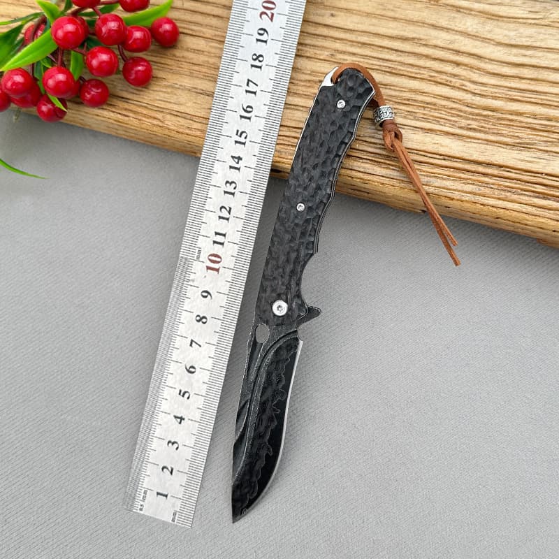 Cross-border hot model high hardness ebony handle folding knife pocket knife Damascus folding knife in stock