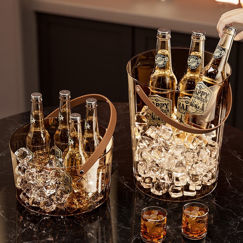 High Aesthetic Ice Bucket Large Capacity for Bar Use, Portable Small Bucket Basket for Summer Stalls