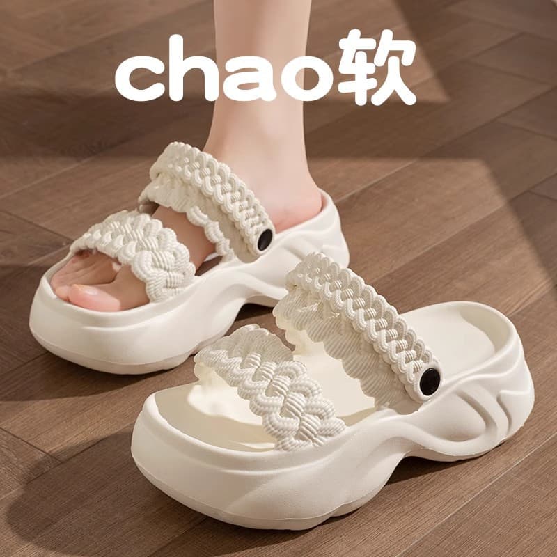 Women's Sandals Summer Outdoor 2025 New Open Toe One-Strap Slide Sandals Chunky Platform Slippers