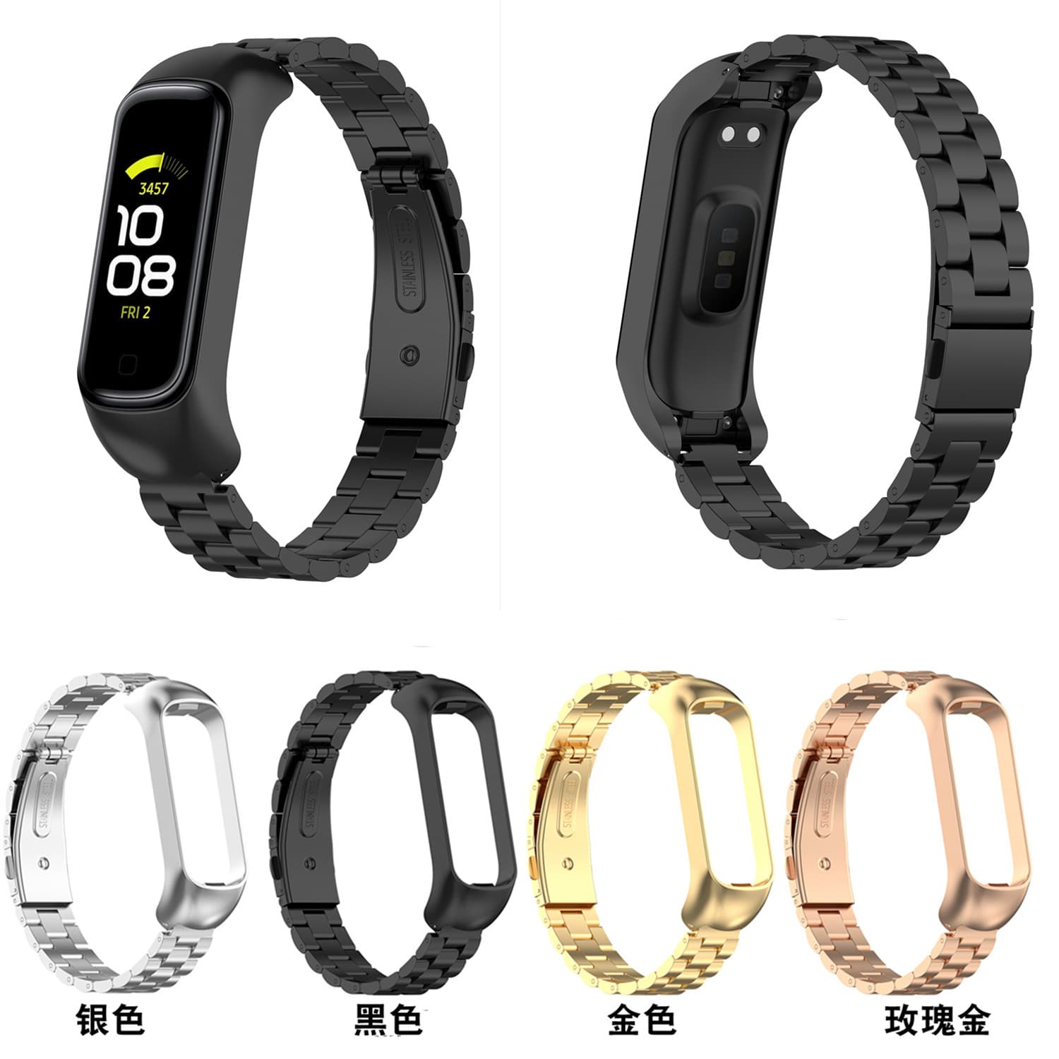 Stainless Steel Strap For Galaxy Fit 2 Metal Band Three Beads R220 Wristband Fitness Tracker Smart Watch Accessory