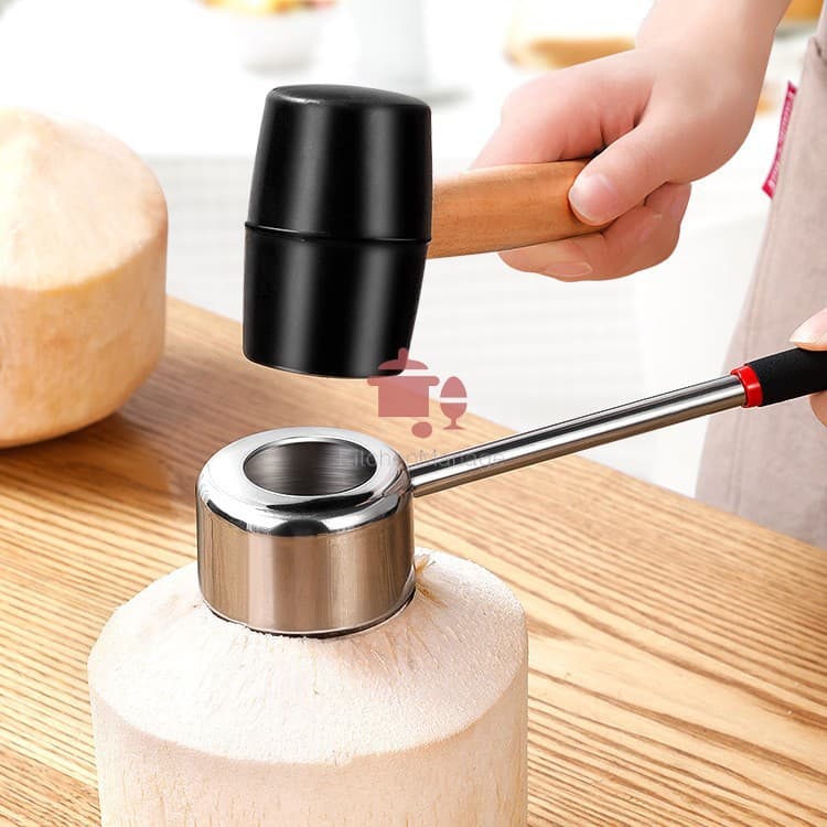 Home Stainless Steel Coconut Opener Set with Drilling and Shelling Tools for Young Coconuts