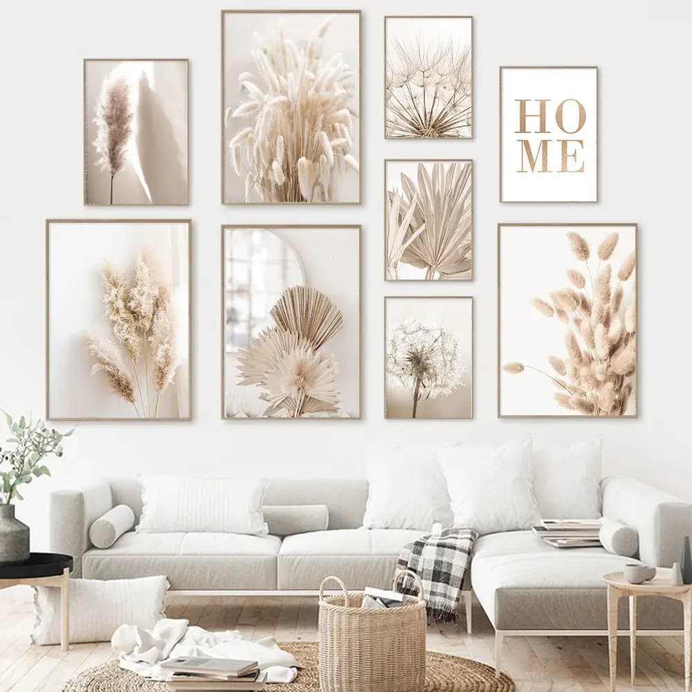 Nordic Landscape Decor Reed Beige Plant Dried Flower Living Room Bedroom Background Wall Poster Frameless Print Amazon