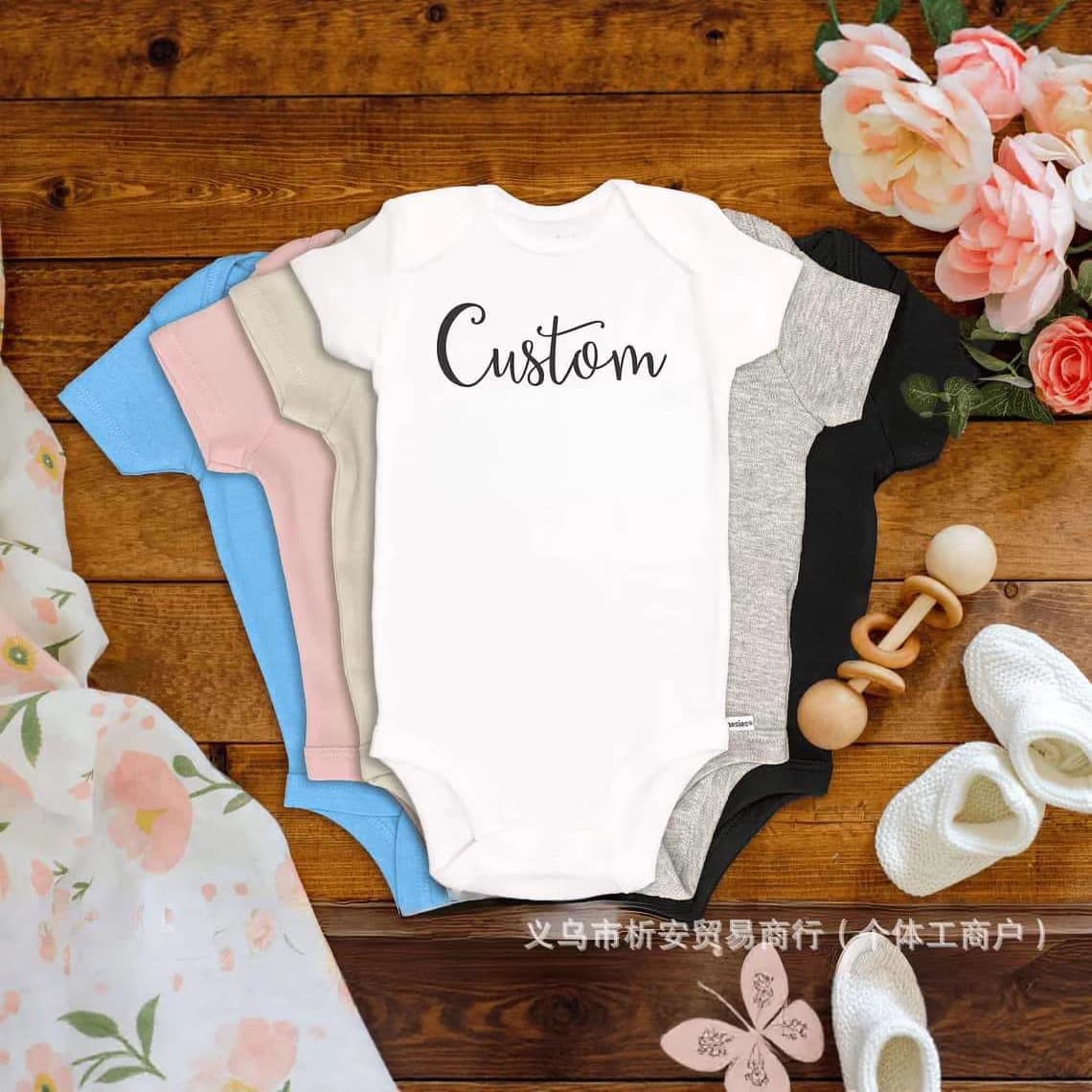 Baby crawling clothes baby newborn etsy hot selling personalized embroidery customized summer short sleeves