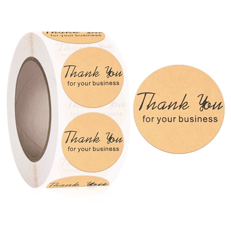 New 500 sheets/roll round thank you stickers decorative seal stickers self-adhesive labels kraft paper thank you stickers