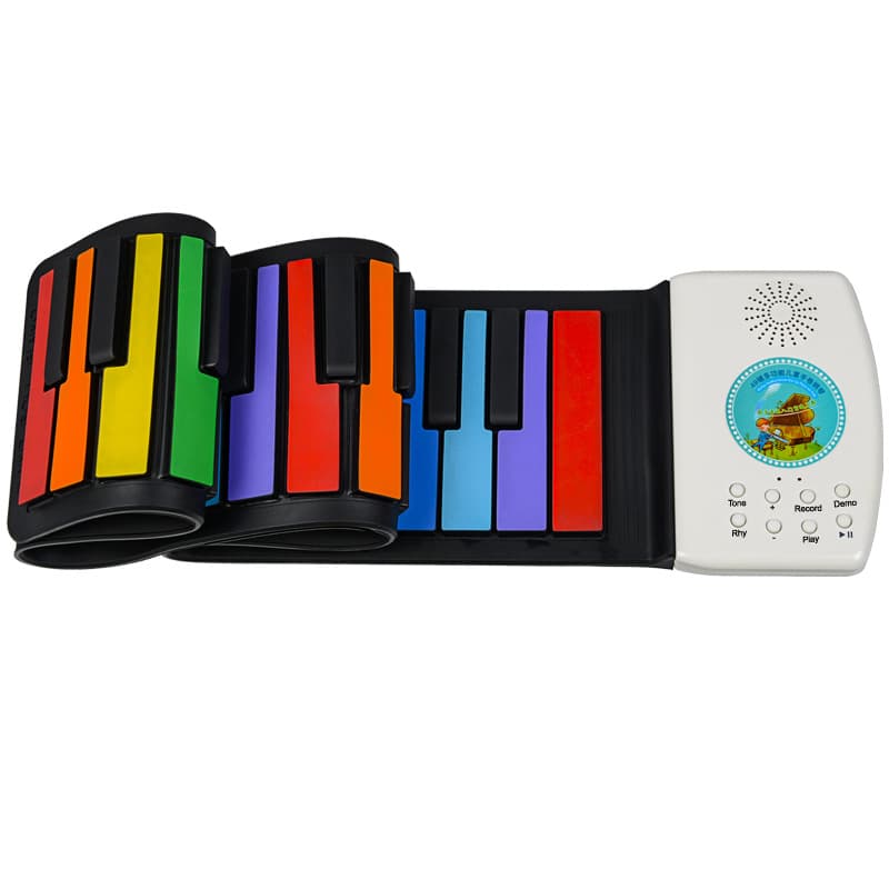 Hand-rolled piano 49-key rainbow folding piano portable roll piano colorful children's hand-rolled piano entry-level electronic keyboard