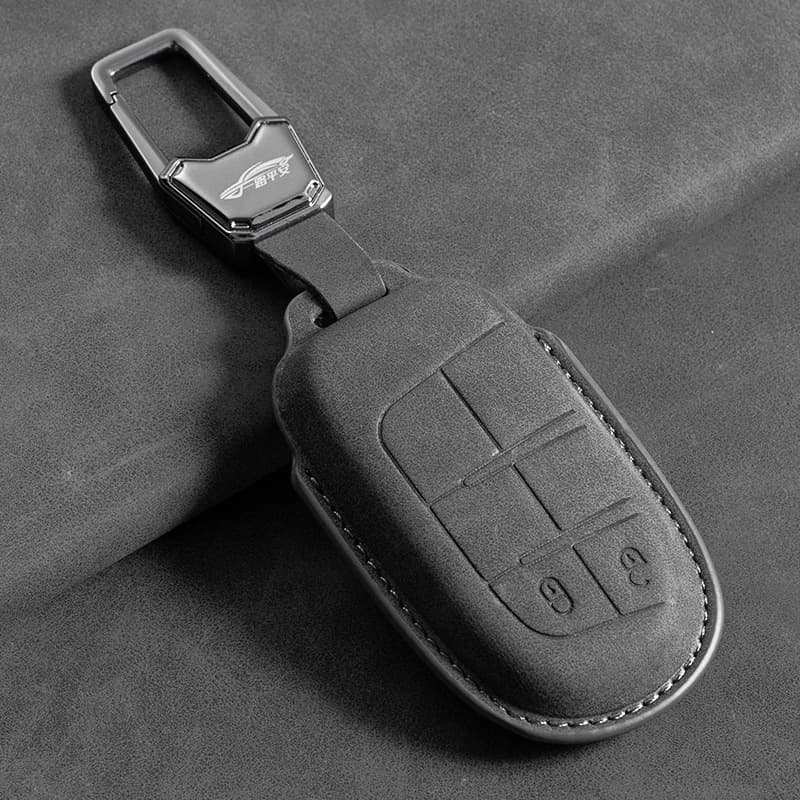 Compatible with Jeep Key Case for Compass, Cherokee, Renegade, Grand Commander, Grand Cherokee Shell Keychain Ring