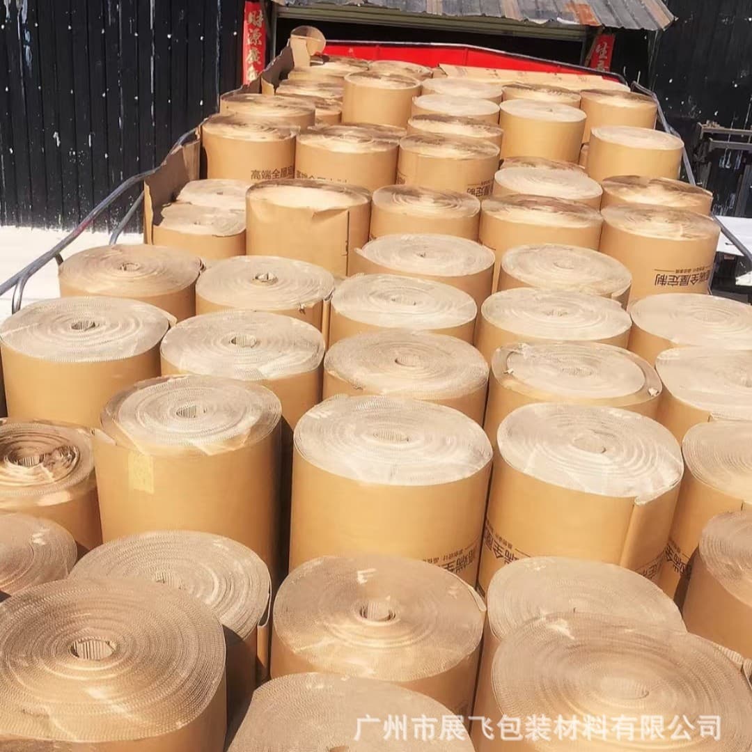 Crazy double-layer corrugated paper roll 50-meter large roll whole house furniture packaging paper double-layer corrugated cardboard printed paper