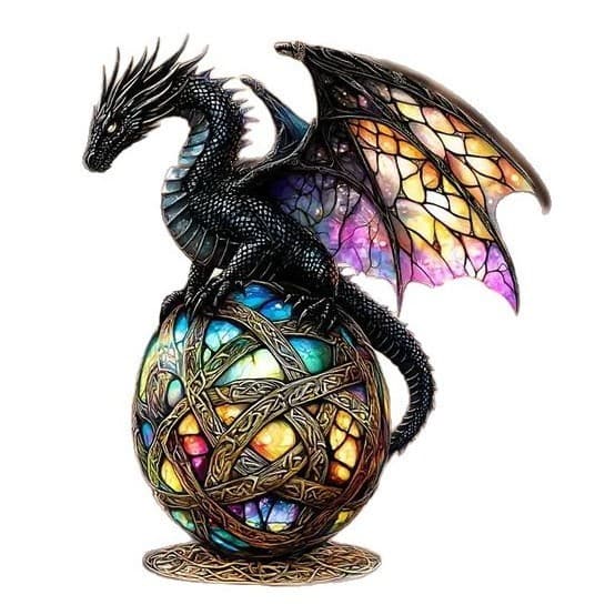 Cross-Border Flat Acrylic Charming Stained Glass Dragon Statue Desktop Craft Home Bedroom Decoration Ornaments