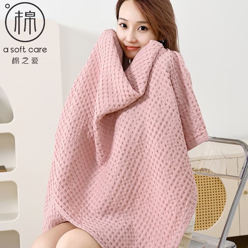 Pure cotton waffle blanket, adult plain color sleep sofa cover blanket 100*150CM, soft and comfortable towel blanket