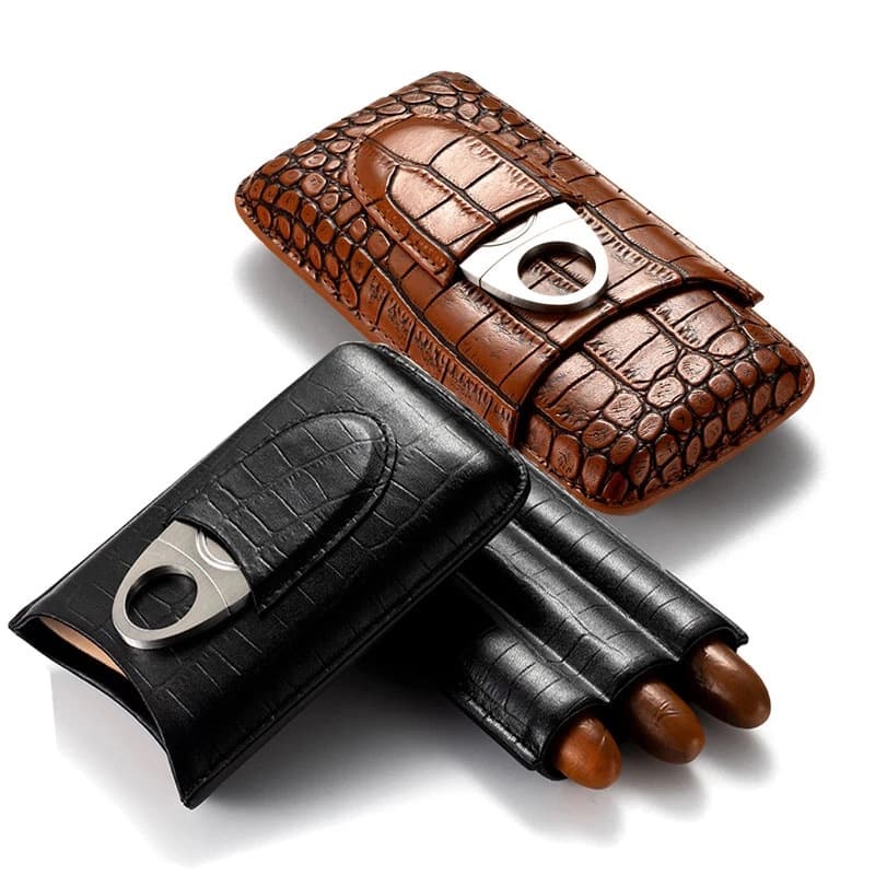 Portable Cigar Case Set Alligator Leather Cover Box Travel Moisturizing Suitcase