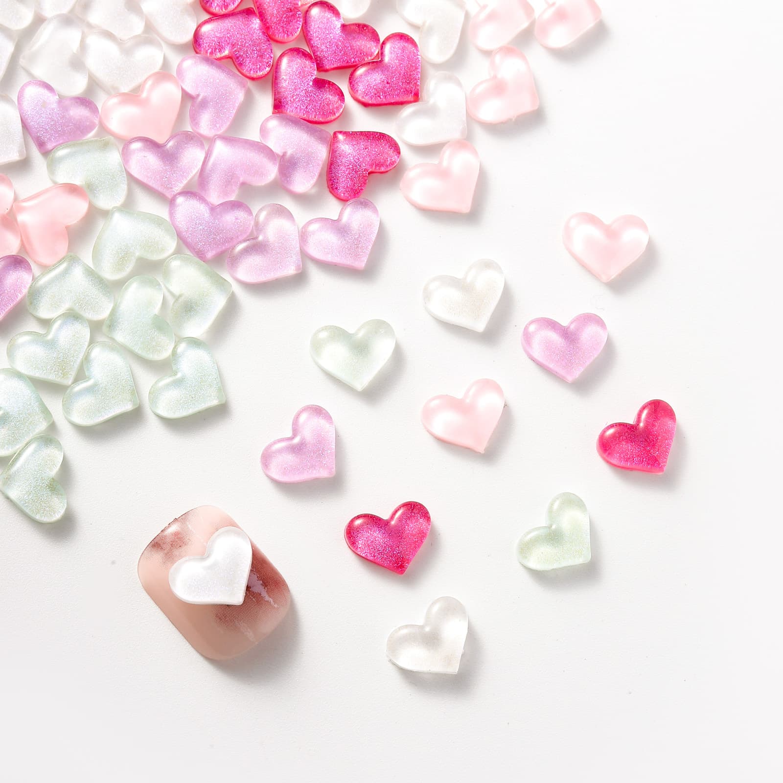 Internet Celebrity Love Nail Art Jewelry Candy Color Fine Flash Joker Small Heart Resin DIY Hairpin Earrings Nail Diamond Ornaments