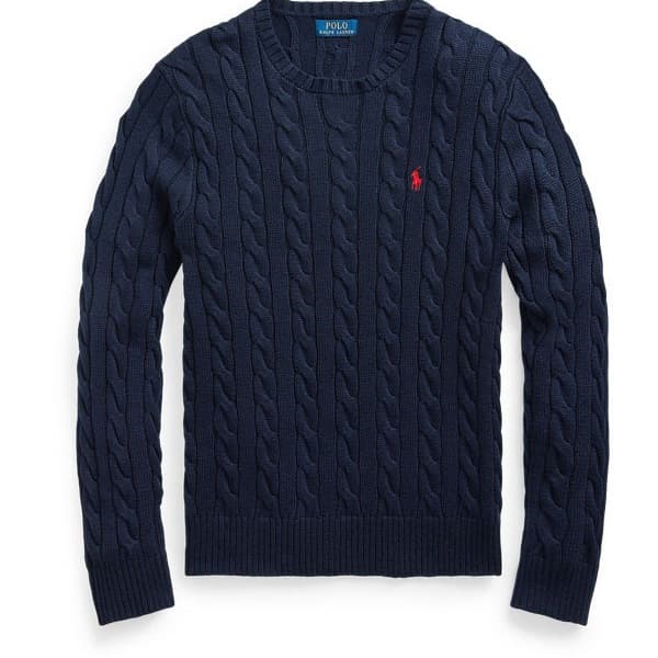 RL Ralph's same style small pony logo Paul embroidered round neck knit sweater for men, autumn and winter warm cable knit couple pullover sweater