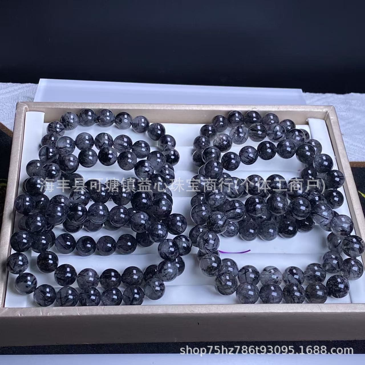 Black and silver titanium bracelets, black and silver titanium hair crystals, titanium crystals for men and women, titanium crystal bracelets, cross-border jewelry wholesale direct sales