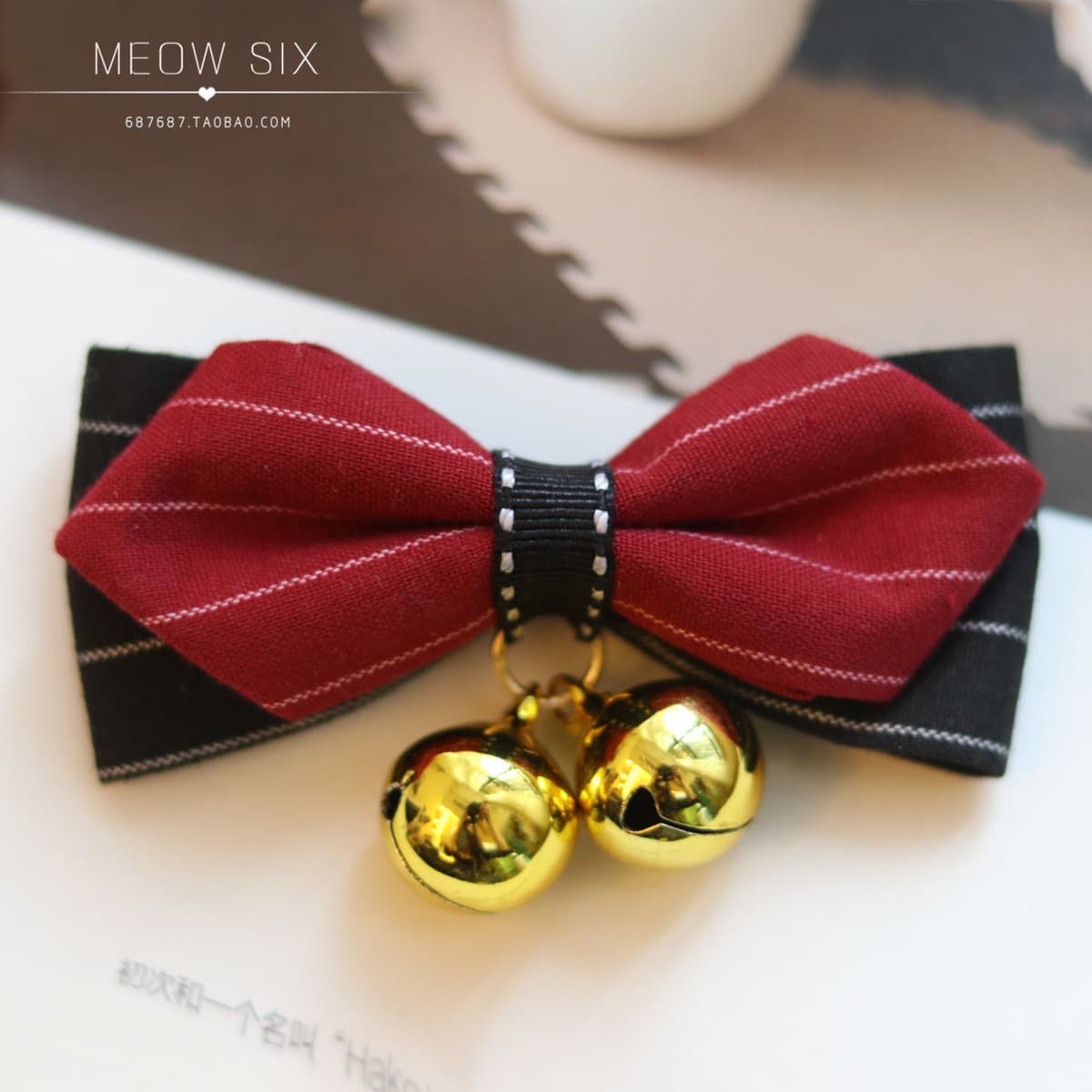 Six Cats Pet Bow Tie, Cat and Dog Collar Bell, Bow Tie for Small and Medium Dogs, Garfield, Manto, Little Fox