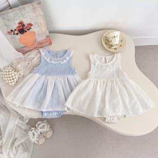 Baby Girl Summer Clothes Lace Collar Sleeveless Bodysuit Dress Infant Romper Thin Summer Style