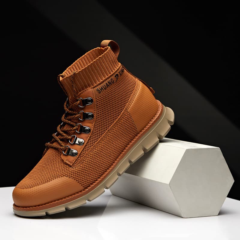 Large Size Martin Boots Men Low-Top Summer Breathable Workwear British Style High-Top Men's Shoes Autumn Large Size Mid-Top Boots Cross-Border