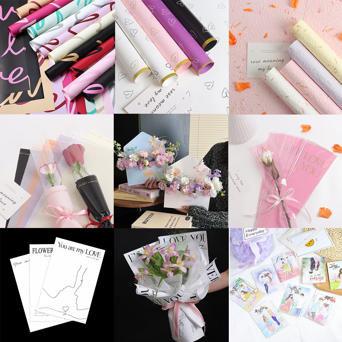 520 Mother's Day Wrapping Paper Factory Wholesale Gift Box Flower Packaging Bags New Arrival Bouquet Wrapping Paper