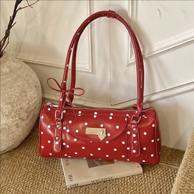 Korean Style Fashion Underarm Bag Women's Portable Boston Bag 2026 Spring New Polka Dot Pillow Bag Fashion Shoulder Bag