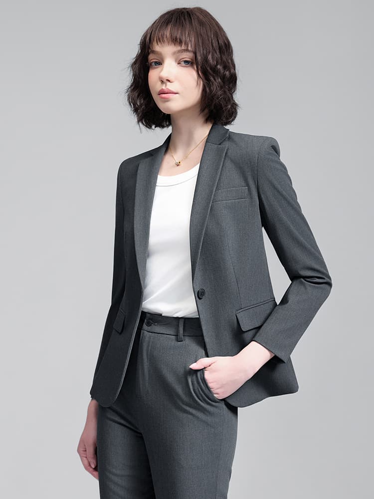 Long-sleeve gray suit formal workwear for professional occasions, autumn high-end jewelry store uniform for women