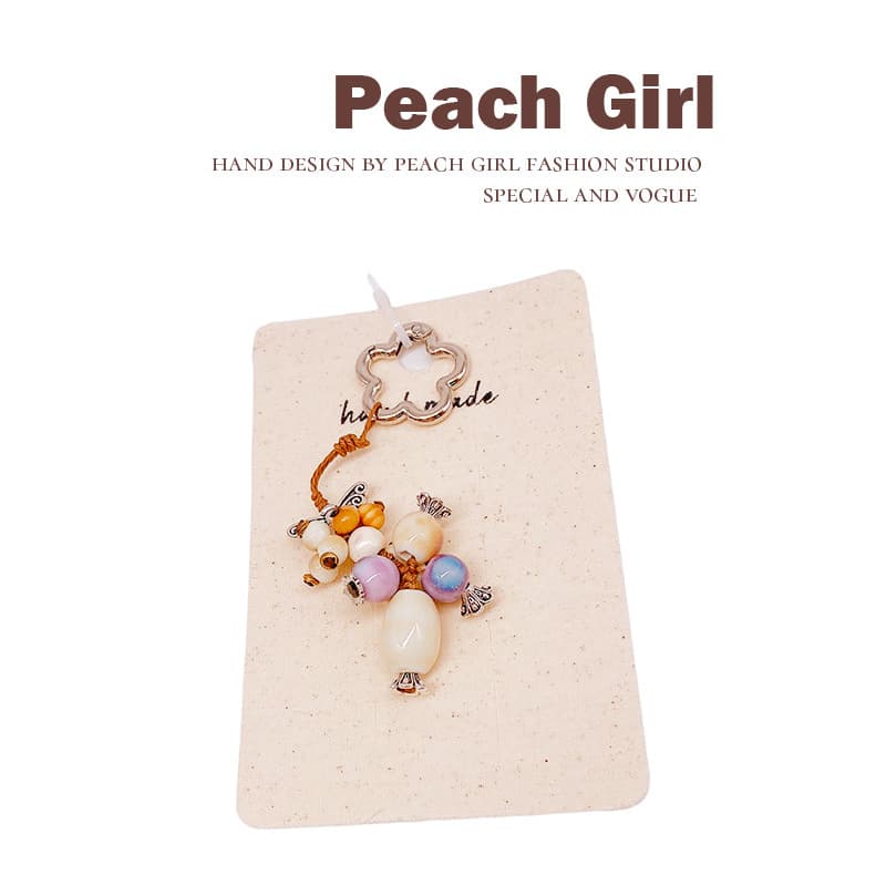 Peach Girl Handmade Ceramic Phone Charm Student Backpack Charm Dormitory Keychain Pendant Accessory 6430