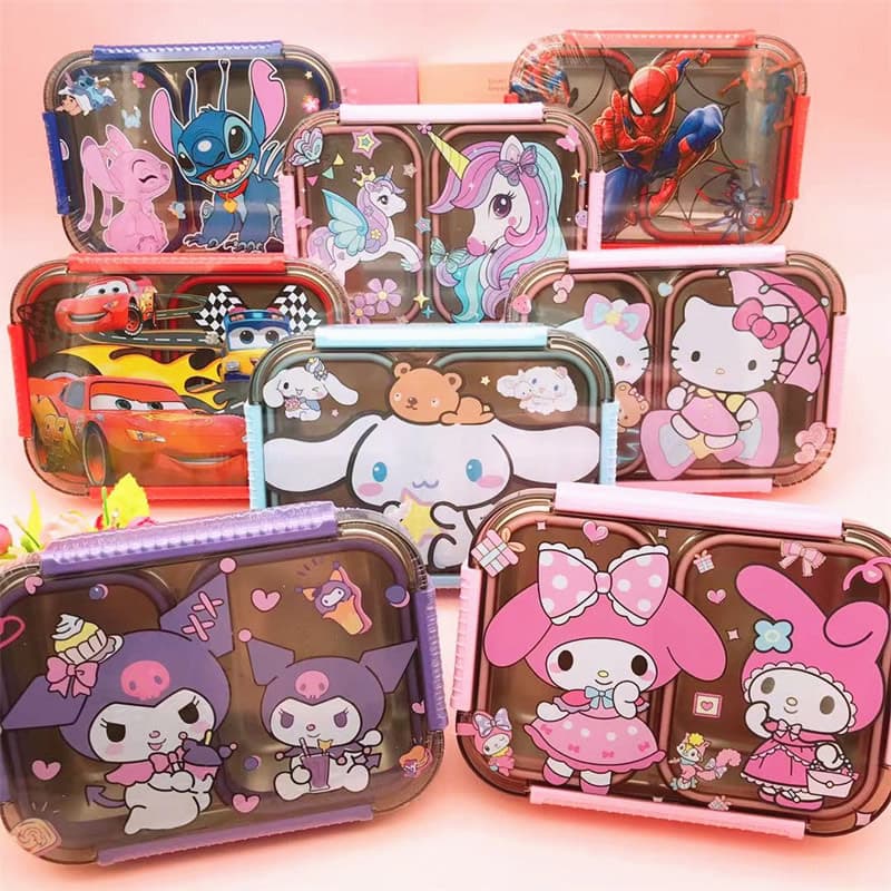 Cartoon Stitch stainless steel divided lunch box for students and office workers portable lunch box lunch tray