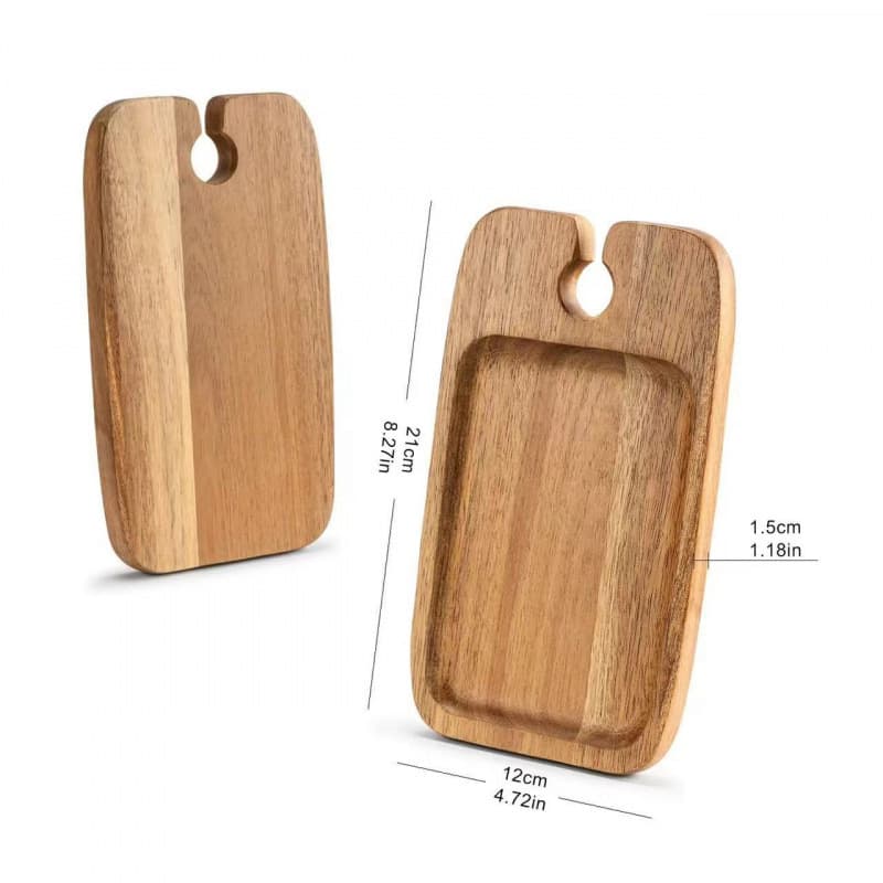 Wooden Tray with Wine Glass Holder, Charcuterie Board, Portable Picnic Cutting Board, Home Baby Food Plate, Breakfast Plate