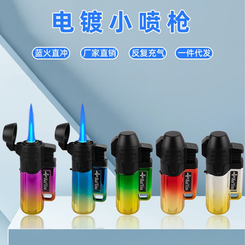 High-voltage direct-injection windproof lighter, large-capacity transparent air box, cigar lighting, moxibustion small spray gun, automatic lid opening