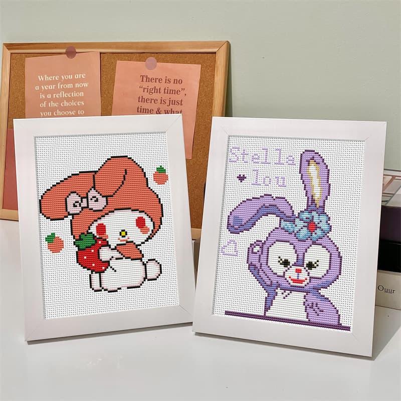 Sanrio Cross-Stitch 2023 New Thread Embroidery Handmade Self-Stitching Bedroom Small Pieces Small Size with Frame Factory Wholesale