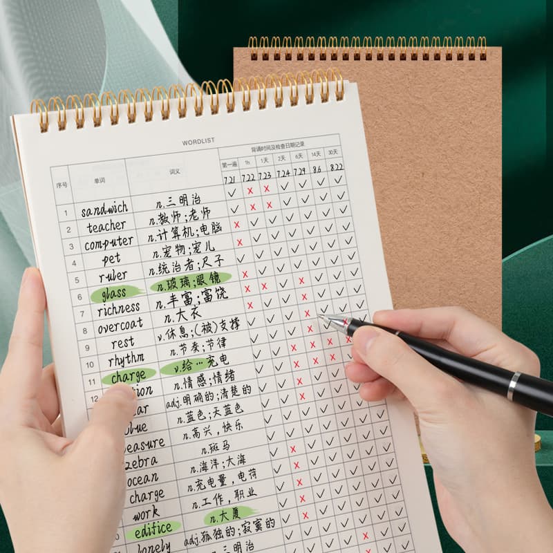 English Vocabulary Book Wholesale Ebbinghaus Curve Coil Notebook for CET-6/Postgrad Exam Word Memorization Tool