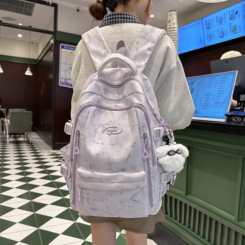Large-capacity campus schoolbag female Korean version junior high school student simple tie-dye high school student backpack ins style Japanese backpack