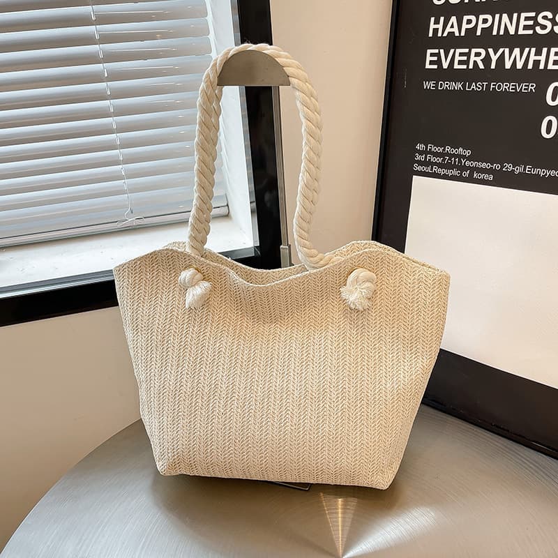 Bags Women's Large Capacity Commuting Woven Bag Large Capacity High-Quality Texture New Tote Niche Single Shoulder Straw Bag