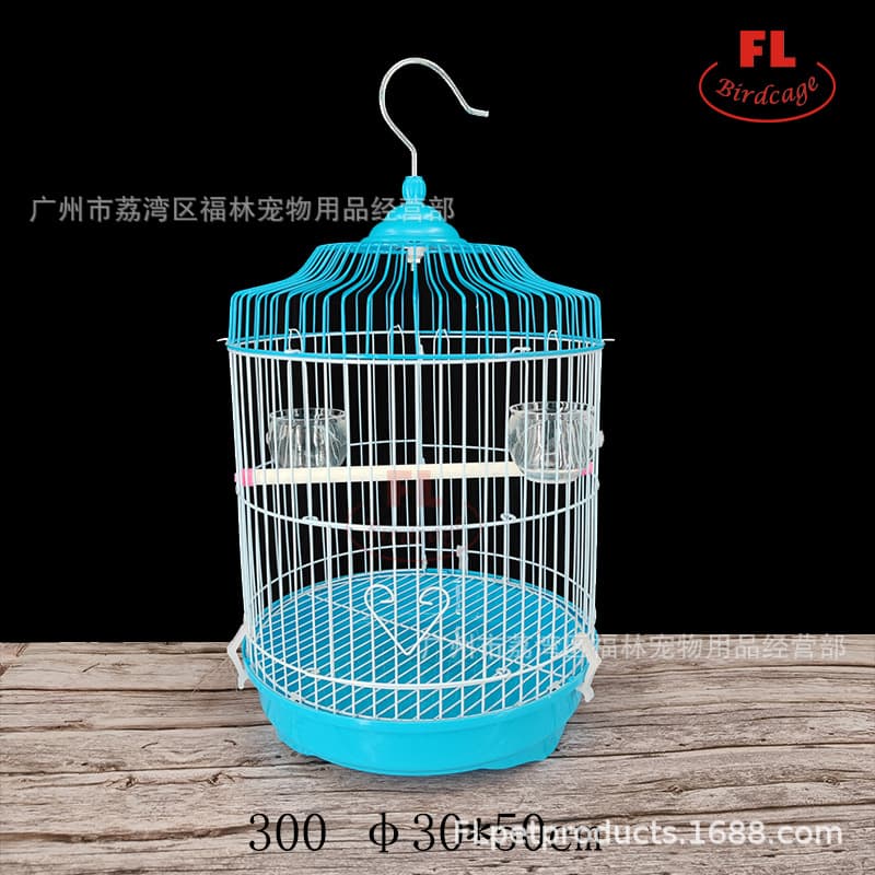 Fu round parrot bird cage peony small villa cage bird pearl ornamental metal breeding round cage