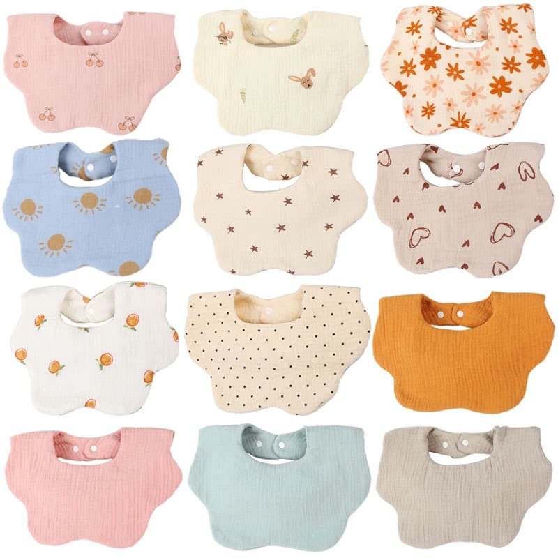Newborn Baby Bibs Soft Muslin Cotton Saliva Towels 6 Layers Waterproof Absorbent Bibs for Infants And Toddlers Unisex