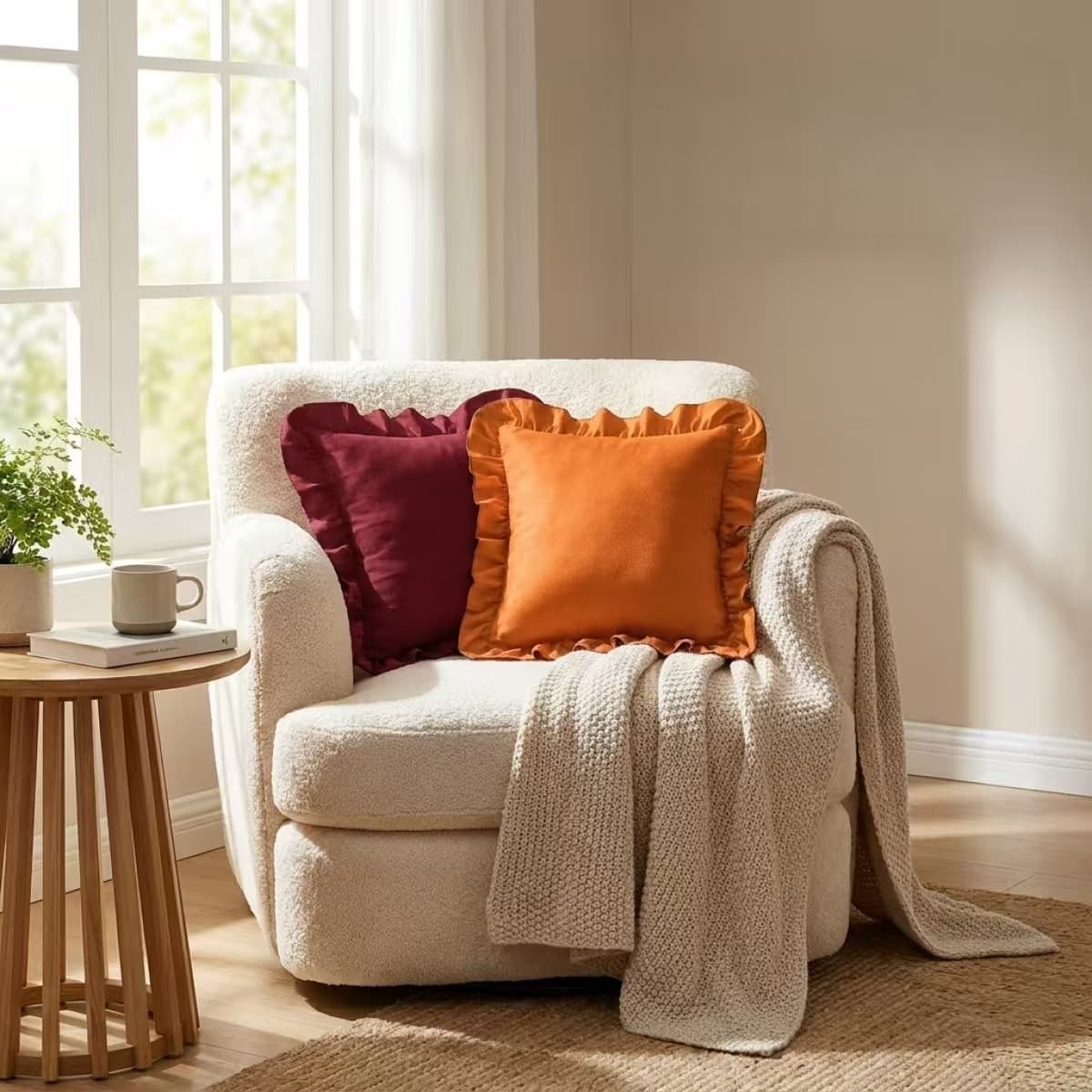 Amazon Ruffle Edge Throw Pillow Solid Color Pillow Cover Bed Phone Rest Pillow Headboard Pillow Cover Sofa Cushion Cover