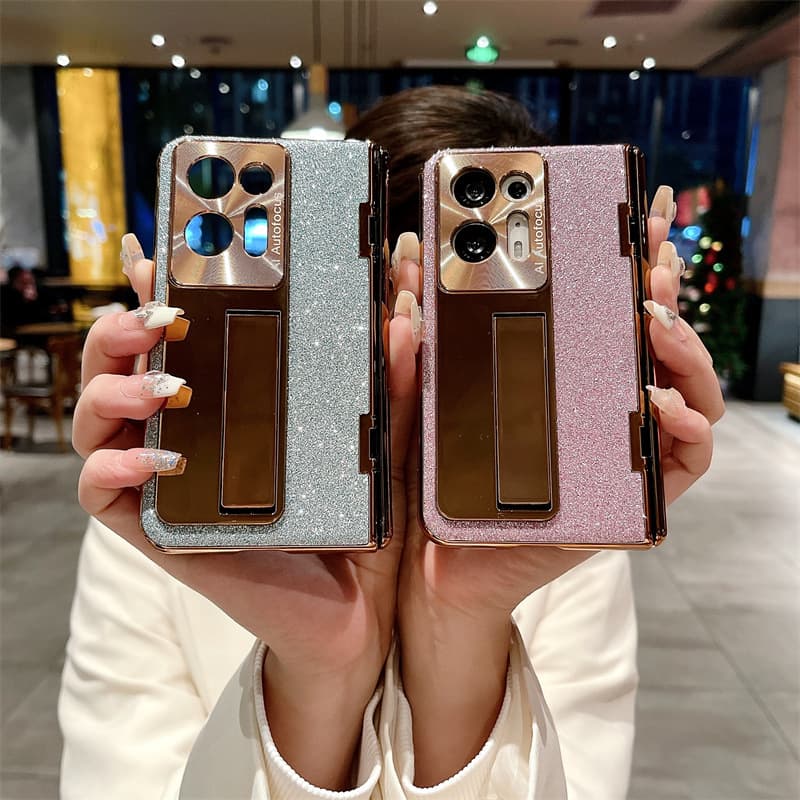Integrated Flashing Powder Frame Anti-fall Protective Case For Oppo Find N2 Foldable Screen Mobile Phone Cases Covers