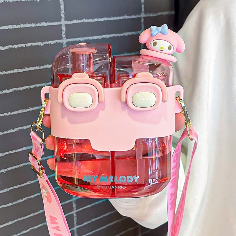 Sanrio officially licensed water bottle cartoon student dual-drink water cup minimalist plastic cup new drinking cup
