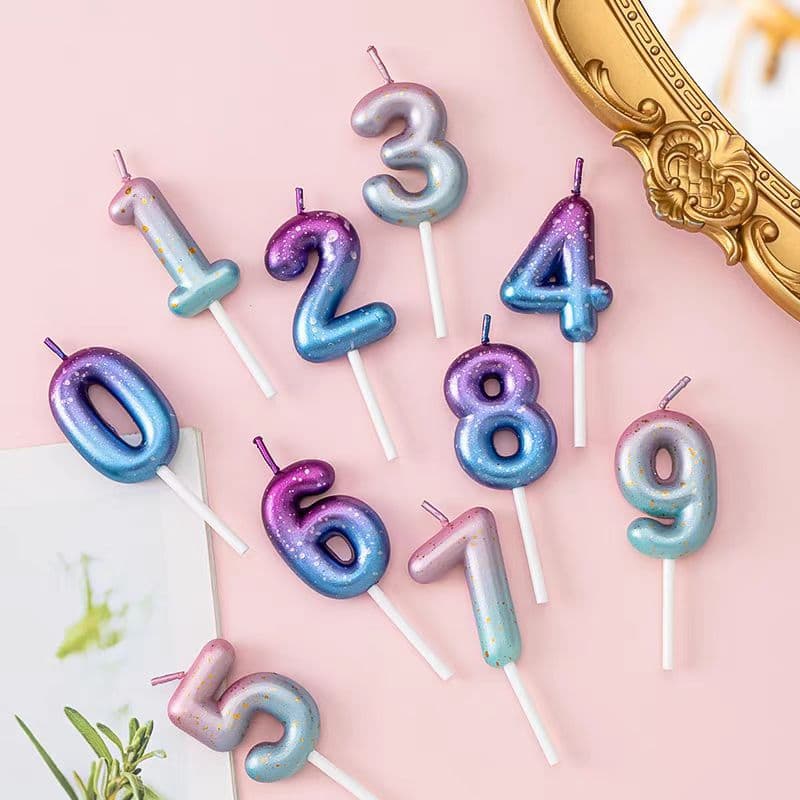 4.5 Gradient Candle Birthday Cake Candles Number Cake Decoration Candles 0-9 Full Set Decorative Birthday