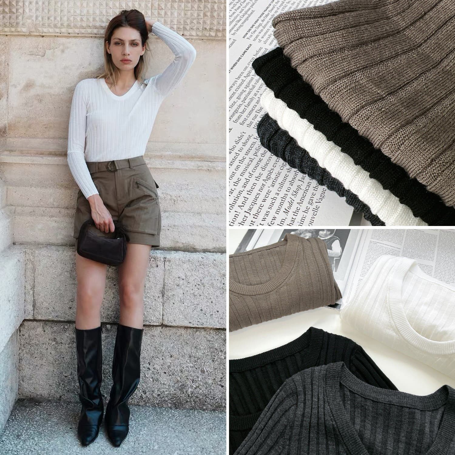 Special discount! HOUSE high-count high-density ultra-light wool yarn Australian wool four-color V-neck base layer