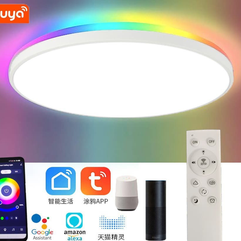 WiFi Bluetooth Dual-Sided Light Ceiling Light, Graffiti APP Wide Voltage Ambient Light, RGB Backlight Colorful Running Three-Proof Light