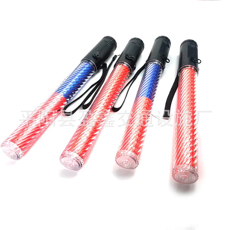 36cm Rechargeable Baton with Red and Blue Strobe Fluorescent Rod, Traffic Indicator for Continuous Nighttime Warning Light