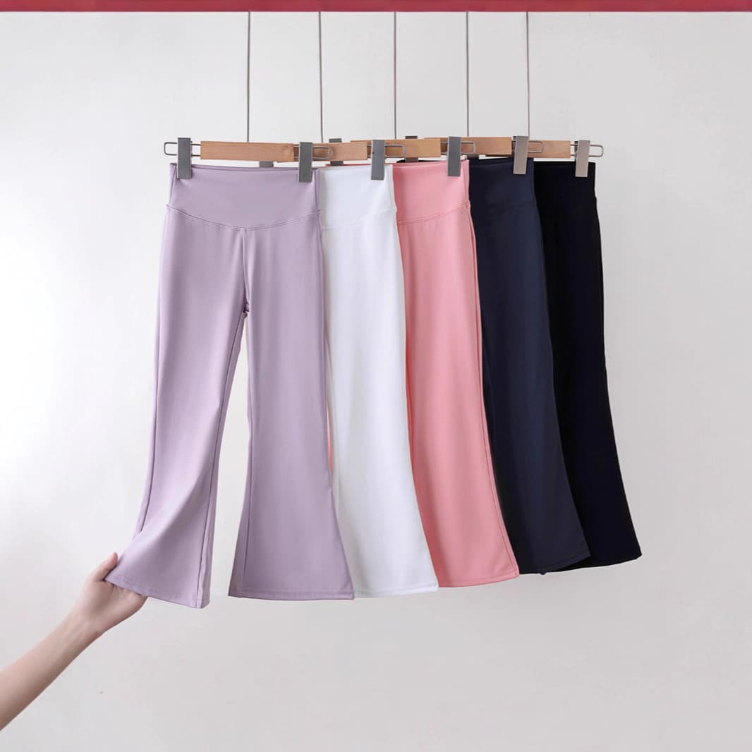Spring/Autumn New Girls' Flared Pants Children's High-Waist Shark Pants Medium-Large Kids Autumn Micro-Flared Barbie Leggings Factory